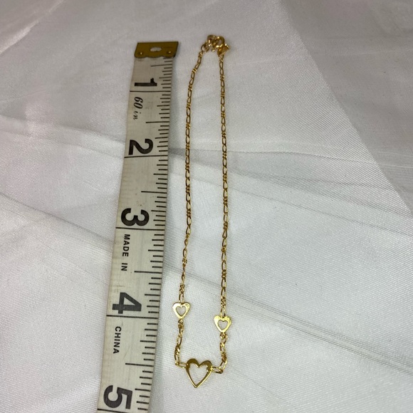 14K YELLOW GOLD heart anklet MADE IN ITALY REAL GOLD ❤️ - Picture 7 of 10